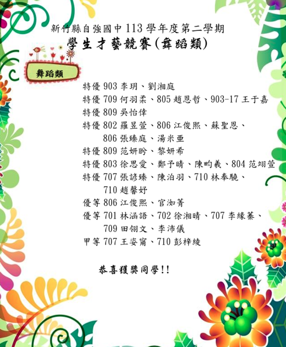 (113下)校內學生才藝競賽,成績揭曉!圖片